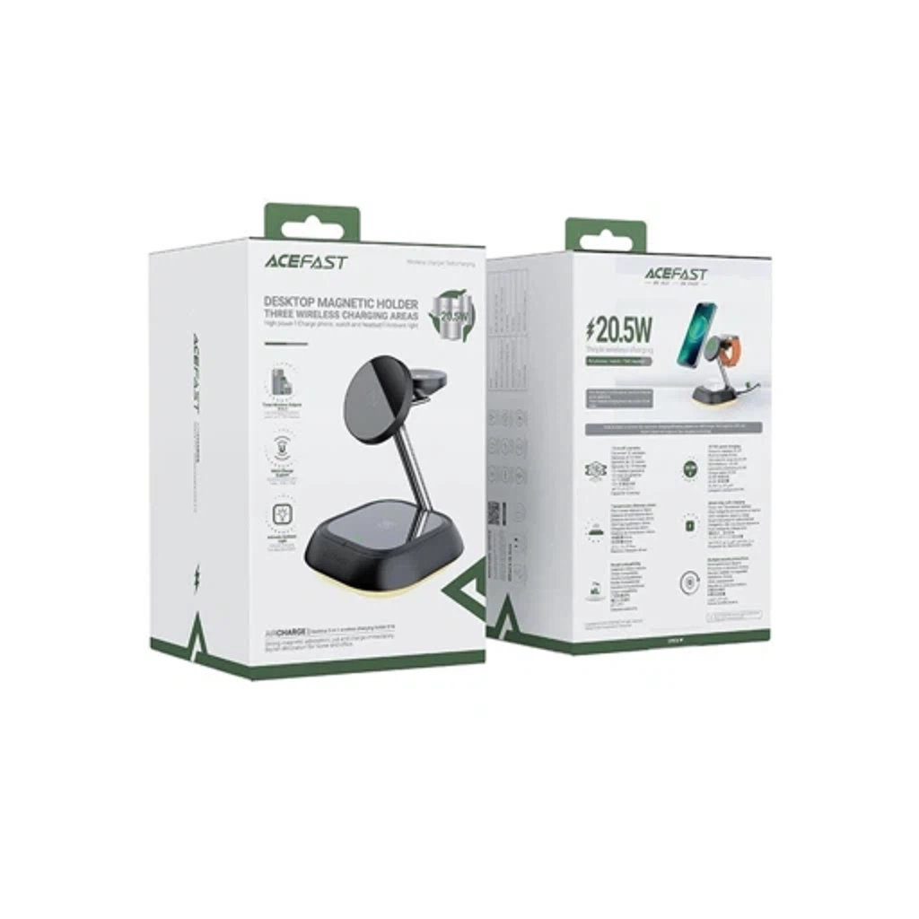 Беспроводная зарядка AceFast E16 desktop 3-in-1 Wireless Charging Holder Black